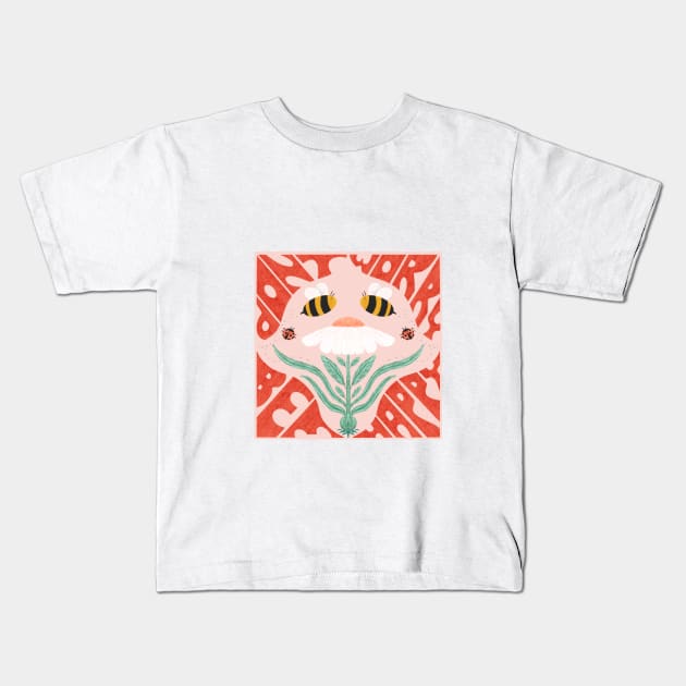 Don't Worry, Bee Happy: Whimsical Bees & Flowers Tee Kids T-Shirt by gabbadelgado